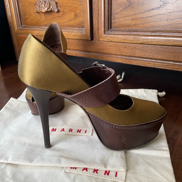 Marni Satin Platform Pumps Peep Toe Heels, 7 - Picture 7 of 12